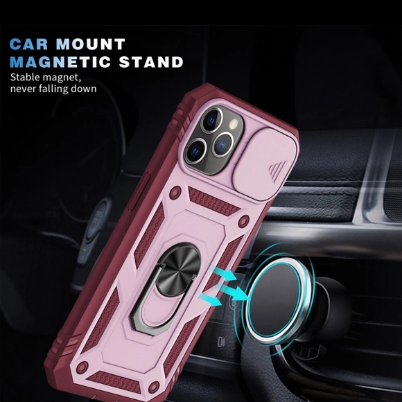 Purple Armor Phone Case with Ring Holder and Camera Protection - Picture 7 of 9